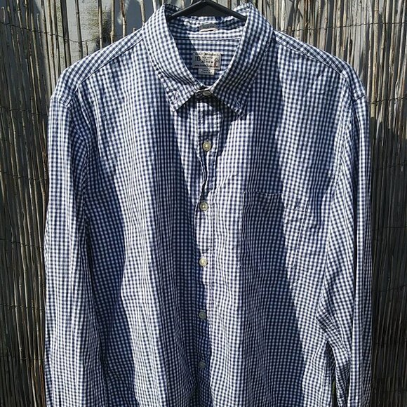 J. Crew Navy White Checked Long Sleeve Lightweight Button Down Slim Fit - L - Picture 1 of 12